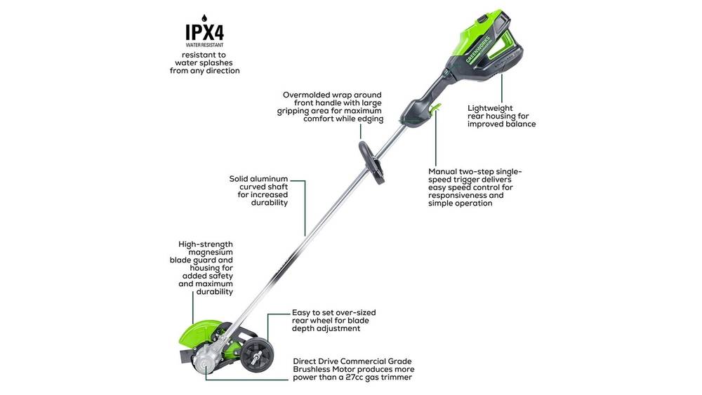 Greenworks 82V Edger with 4Ah Battery and Dual Port Charger (82ES15-4DP)