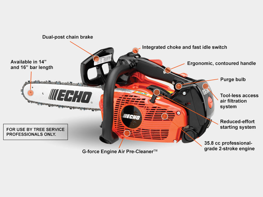 Motosierra Echo de 35,8 cc con motor B&C CS-355T de 16