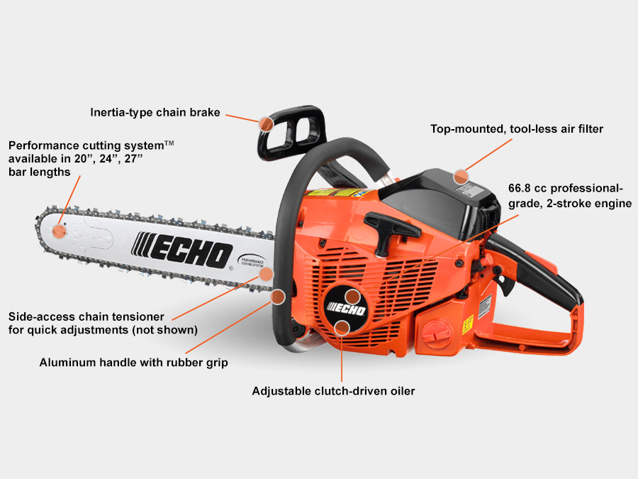 Motosierra Echo de 66,8 cc con motor B&C CS-680-24 de 24